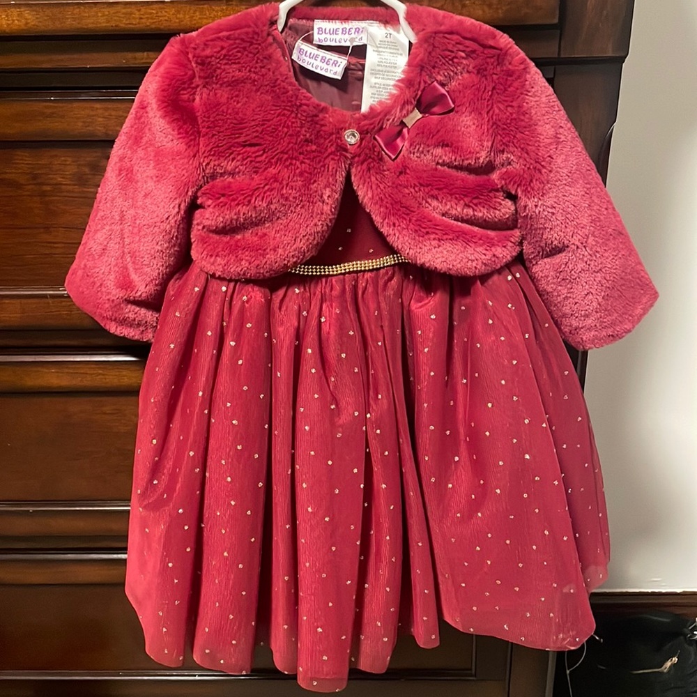 2T dress with fuzzy sweater ⭐️